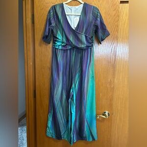 NWT Chic Multicolor Abstract Printed Jumpsuit, Size S.